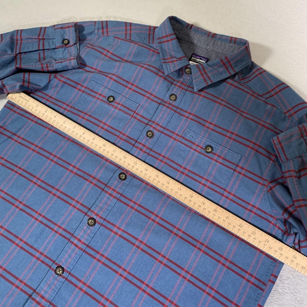 Patagonia Kiragg Shirt Mens XL Blue Organic‎ Cotton Plaid Long Sleeve Button Up - Picture 6 of 11
